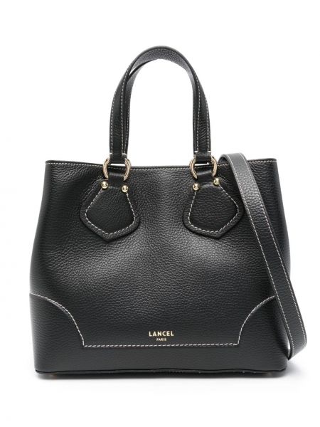 Δερμάτινη τσάντα shopper Lancel μαύρο