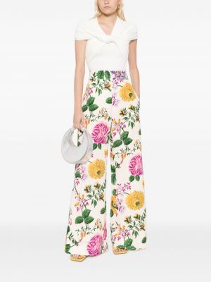 Pantalon à fleurs Carolina Herrera blanc