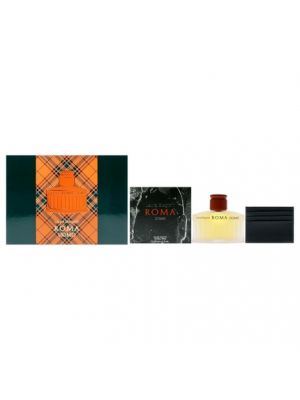 Laura Biagiotti Roma Uomo Gift Set EDT Spray and Card Holder Cologne for Woody Citrus Fragrance Long-Lasting Scent