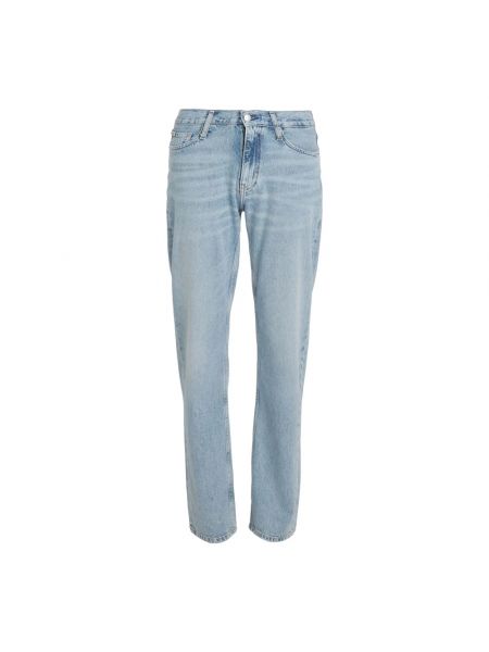 Proste jeansy z niską talią Calvin Klein Jeans niebieskie