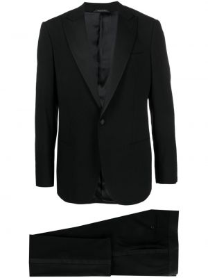 Czarny garnitur wełniany Giorgio Armani
