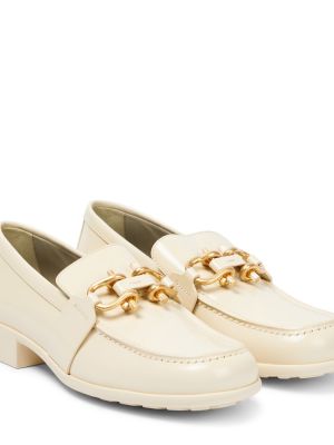 Bílé kožené loafers Bottega Veneta