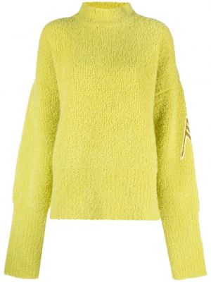 Vlněné dlouhý svetr s výšivkou s dlouhými rukávy The Attico - žlutá