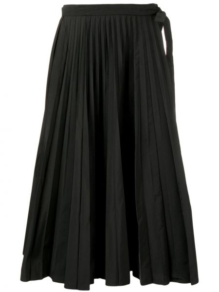 Falda midi plisada Valentino negro