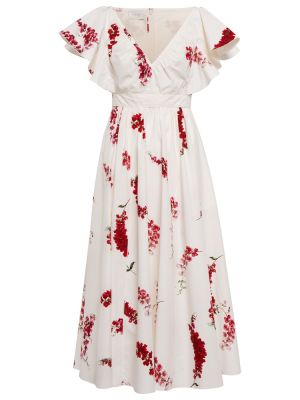 Sukienka midi bawełniana w kwiatki Giambattista Valli biała