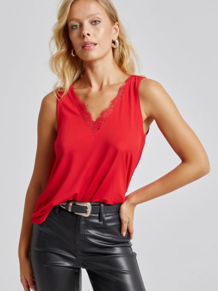 Блуза с дантела Cool & Sexy червено