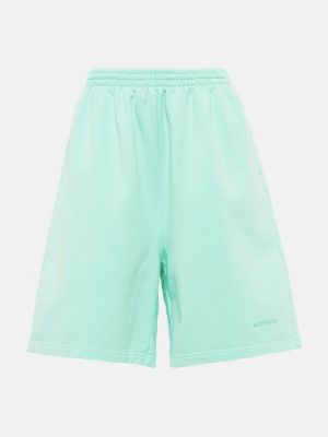 Bombažne kratke hlače Balenciaga zelena
