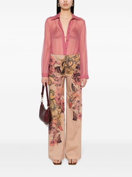 Květinové rovné kalhoty s potiskem Alberta Ferretti