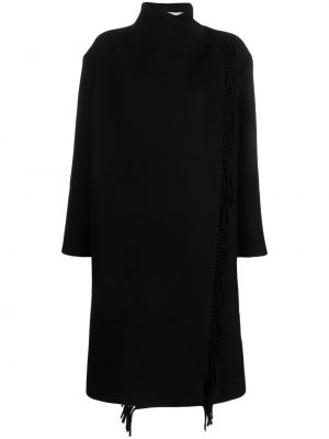 Vlněný kabát s třásněmi Iro černý