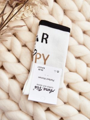 Pamučne čarape s natpisom Kesi bijela