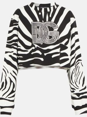 Памучен пуловер с принт с принт зебра Dolce&gabbana черно