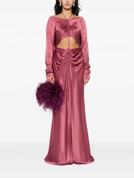 Saténové midi šaty Alberta Ferretti růžové