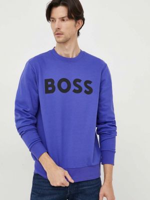 Bluza bawełniana z nadrukiem Boss fioletowa