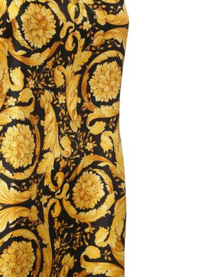 Копринена сатенена мини рокля с принт Versace златисто