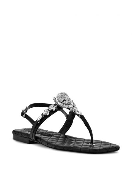 Křišťálové kožené sandály Philipp Plein černé