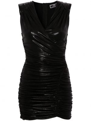 Koktel haljina s v-izrezom s draperijom Elisabetta Franchi crna