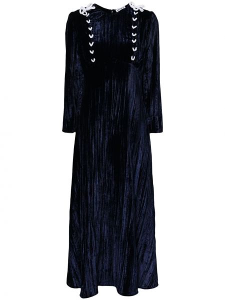 Sametové dlouhé šaty Batsheva modré