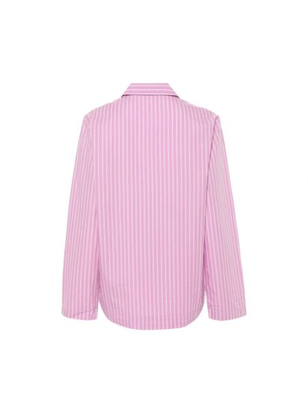 Camisa de algodón a rayas Tekla rosa