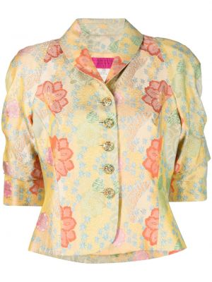 Květinové hedvábné sako s knoflíky Christian Lacroix Pre-owned - žlutá
