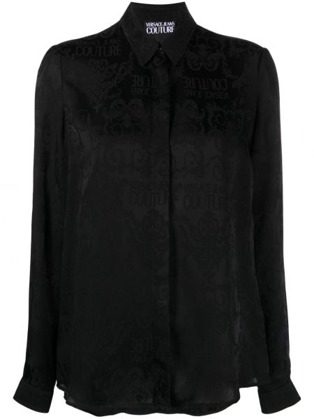 Жакардова дънкова риза Versace Jeans Couture черно