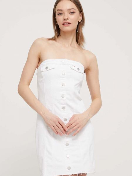 Biała sukienka mini dopasowana Tommy Jeans