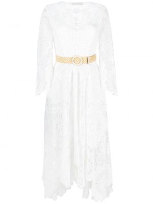 Krajkové midi šaty Zimmermann bílé