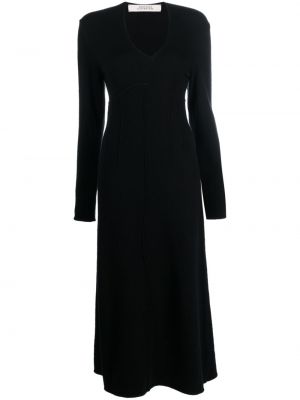 Dzianinowa sukienka midi z dekoltem w serek Dorothee Schumacher czarna