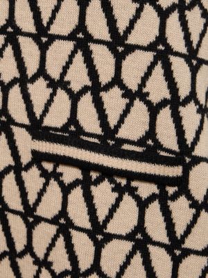 Mini robe en laine en tricot avec manches courtes Valentino beige