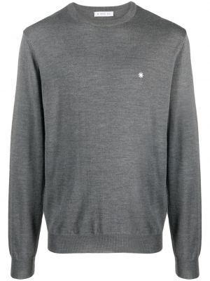 Vlnený sveter s okrúhlym výstrihom Manuel Ritz sivá