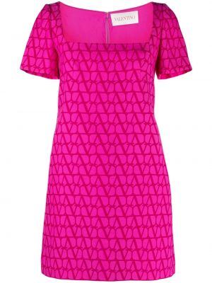 Koktejlové šaty s potiskem Valentino Garavani růžové