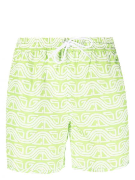 Kratke hlače s potiskom z abstraktnimi vzorci Gcds zelena