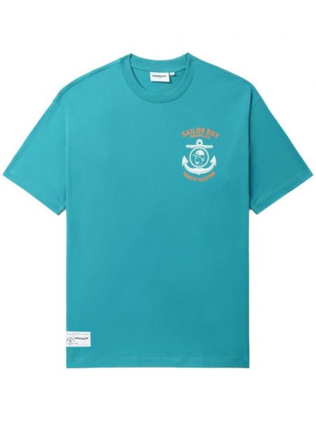 Памучна тениска с принт Chocoolate синьо