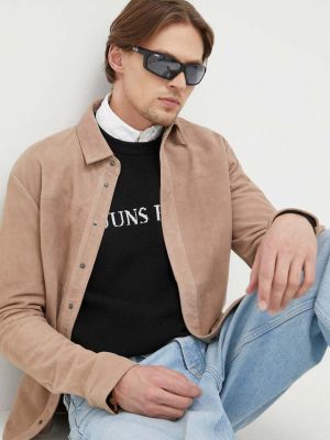 Klasické kožené košile Bruuns Bazaar - béžová