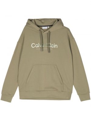Kapučdžemperis ar apdruku Calvin Klein zaļš