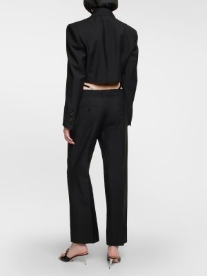 Moherowe proste spodnie wełniane Gucci czarne