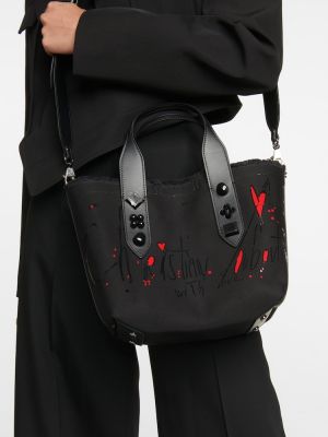 Nakupovalna torba s potiskom Christian Louboutin črna