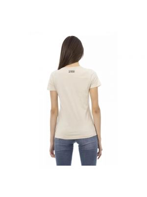 Camiseta de algodón con estampado manga corta Trussardi beige
