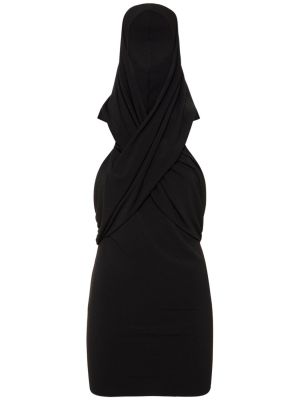 Sukienka mini z wiskozy z kapturem The Andamane czarna