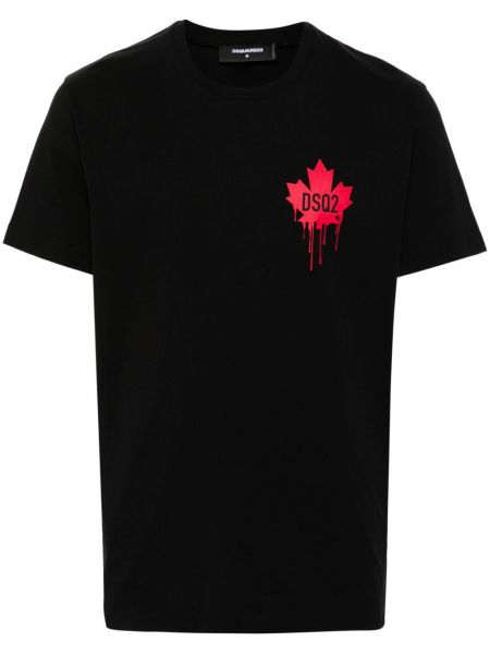 Kokvilnas t-krekls ar apdruku Dsquared2 melns