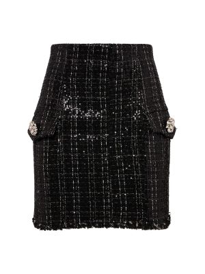 Φούστα mini tweed Balmain μαύρο