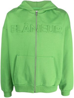 Mikina s kapucí na zip Flaneur Homme zelená