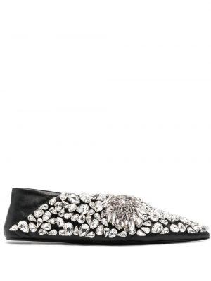 Ниски обувки с кристали Jil Sander черно