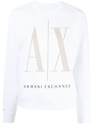 Sweat brodé à paillettes Armani Exchange blanc