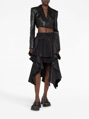 Plisované asymetrické midi sukně Sacai černé