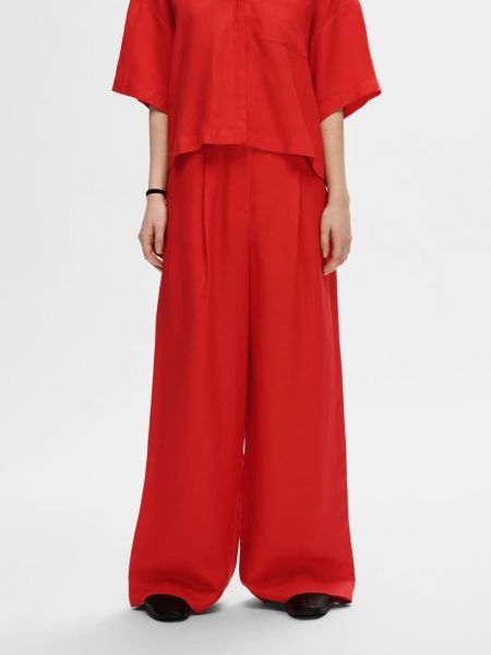 Pantaloni plissettati Selected Femme rosso