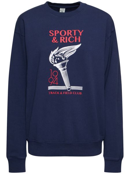 Crewneck collegepaita pyöreällä pääntiellä Sporty & Rich sininen