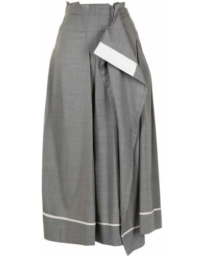 Falda midi plisada drapeado Sacai gris