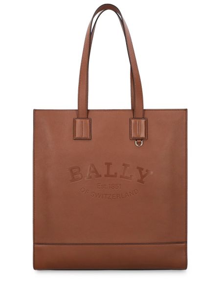 Kožená nákupná taška Bally hnedá