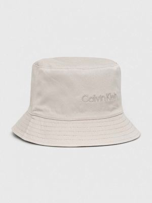 Haftowany kapelusz bawełniany dwustronny Calvin Klein czarny