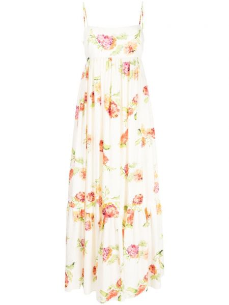 Maksi haljina s cvjetnim printom s printom Acler bijela
